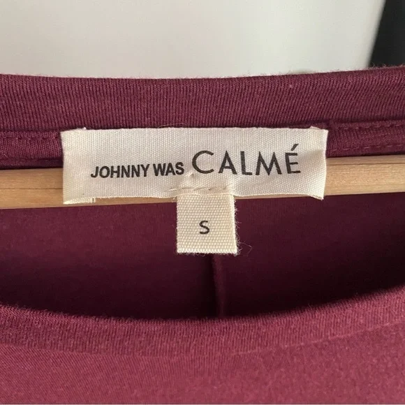 Johnny Was Calme Burgundy Red Flute Sleeve Pom Pom Swing Dress Small - Picture 10 of 14